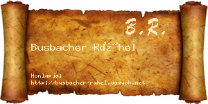 Busbacher Ráhel névjegykártya